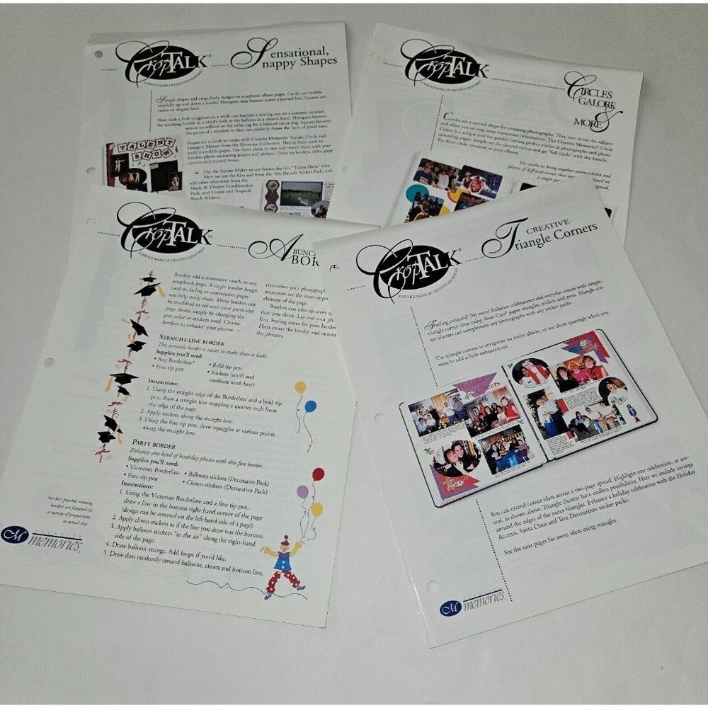 VTG 4 Creative Memories Crop Talk Handouts Triangle Corners Borders Circle Shape
